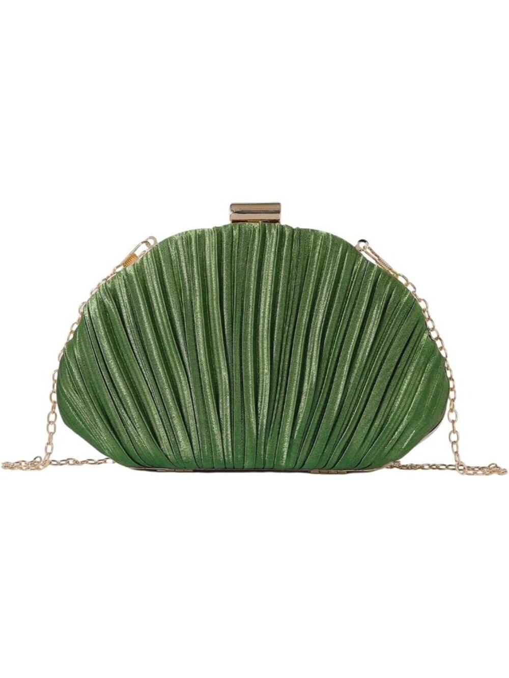Women's Green Oval SeaShell Crossbody Clutch Durable Fabric Evening Bag